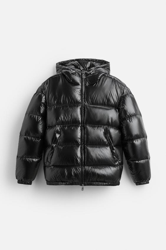 Viral Shiny Noir Puffer Jacke Schwarz