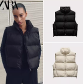 New Stylish warm Pufferjacke Black/White for Women